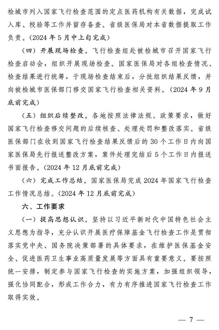 国家医保局 财政部 国家卫生健康委 国家中医药局关于开展2024年医疗保障基金飞行检查工作的通知