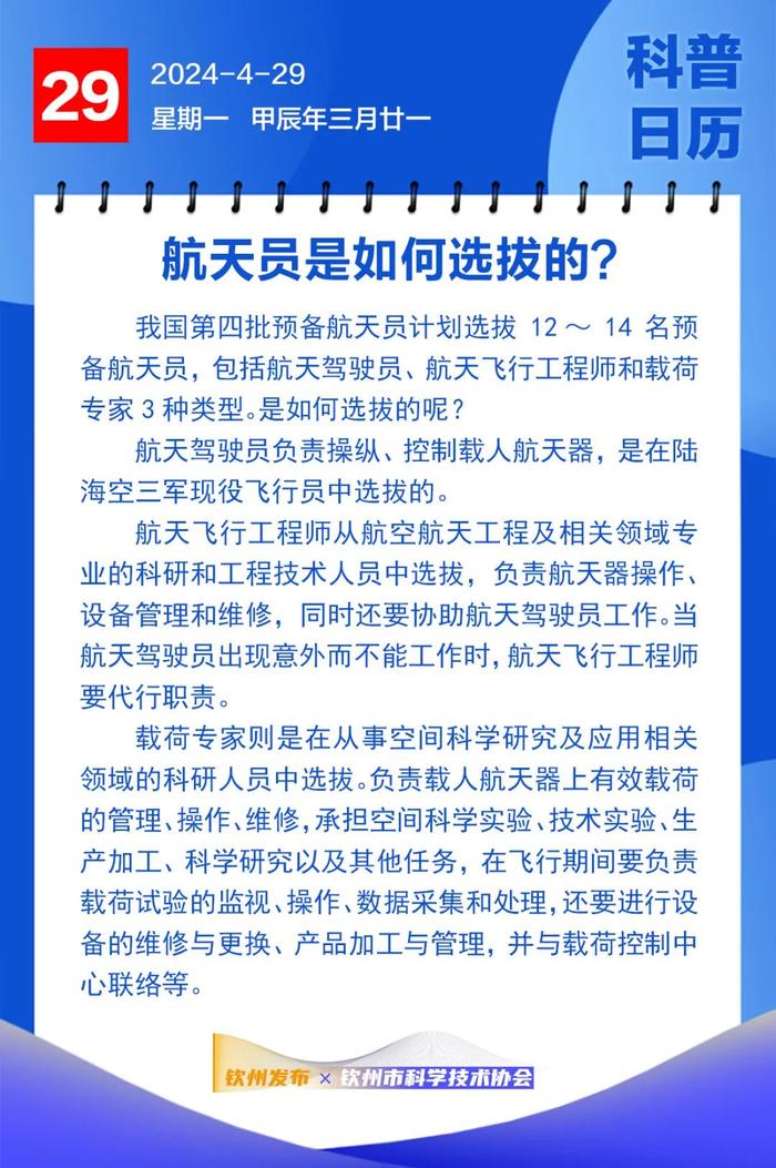 钦州科普日历丨航天员是如何选拔的？