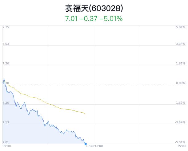 赛福天大跌5.01% 主力净流出137万元