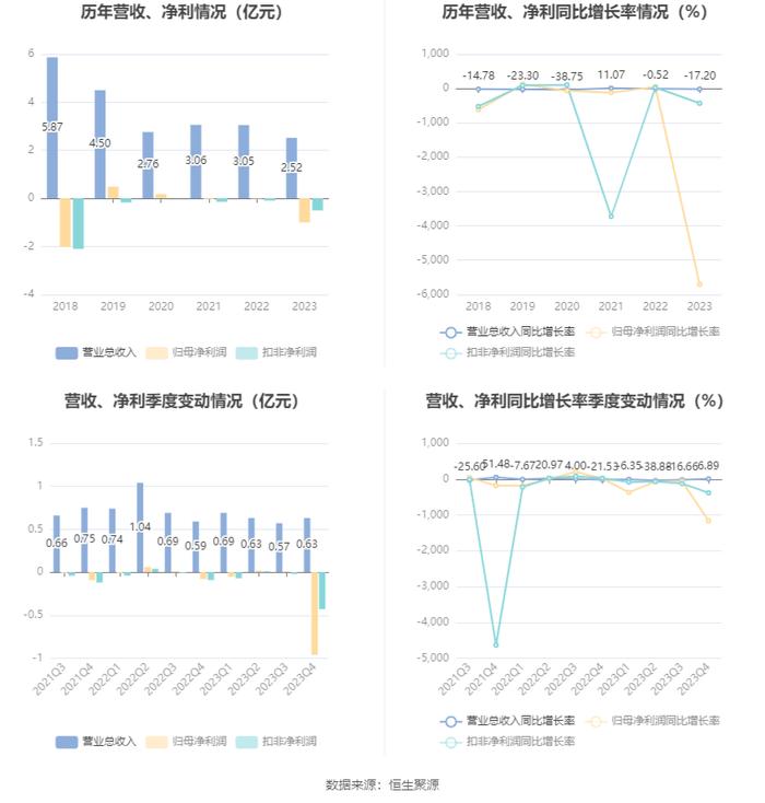 先锋新材：2023年亏损9958.62万元