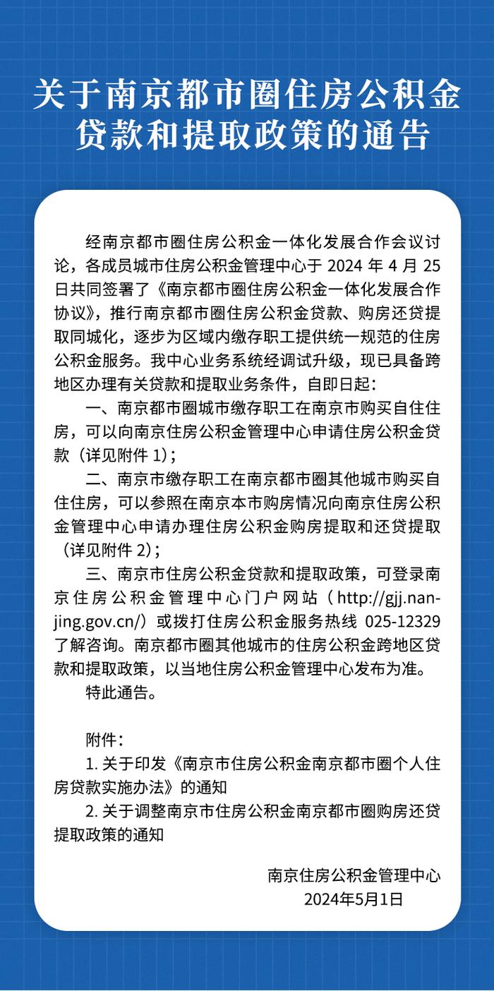 关于南京都市圈住房公积金贷款和提取政策的通告