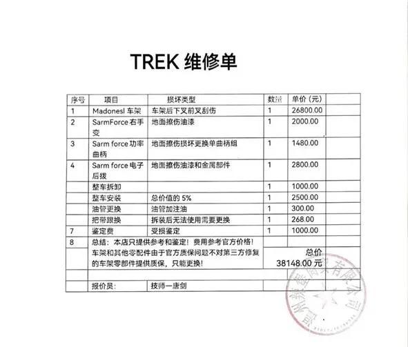 碰倒自行车遭索赔3.8万，只能换不能修？官方店铺道歉