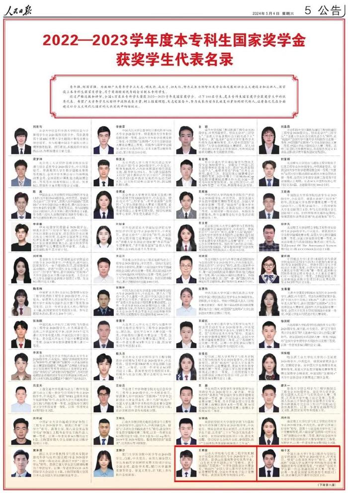 祝贺！山东这14名学子入选国家奖学金获奖学生代表名录