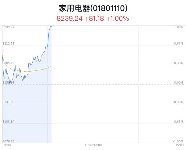 家用电器行业盘中拉升，开能健康等2只股票涨停