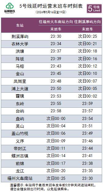 福州地铁最新发布：延长运营服务时间