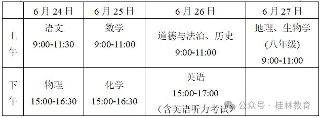 桂林市2024年中考方案发布