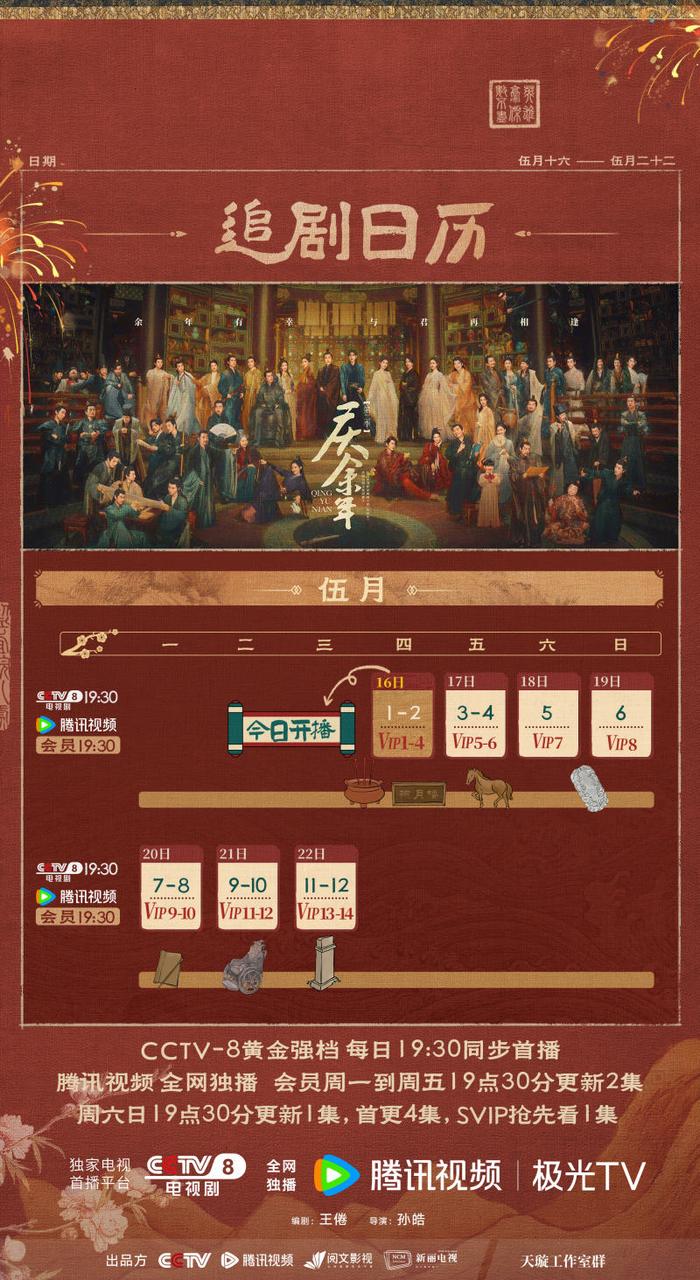 电视剧《庆余年2》发布首周追剧日历，会员首更4集
