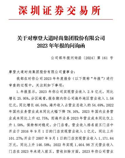 ST摩登年报被问询：海外业务收入大幅上升的原因及合理性？