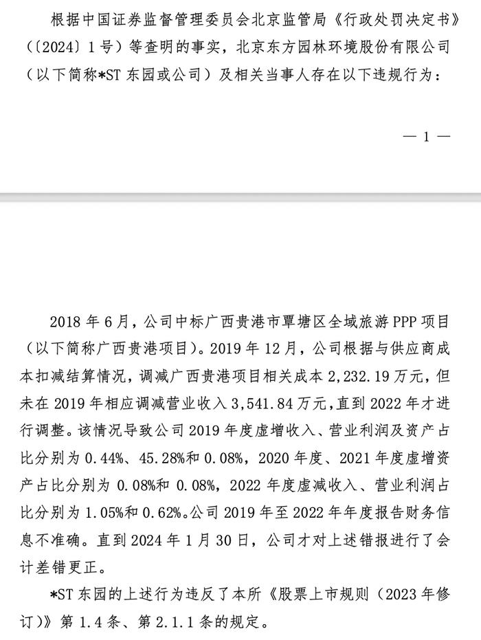 *ST东园及时任董事长慕英杰等被通报批评，因连续四年财报不准确