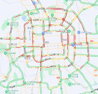 北京周五晚高峰或将达严重拥堵级别 雨天路面湿滑请注意交通安全