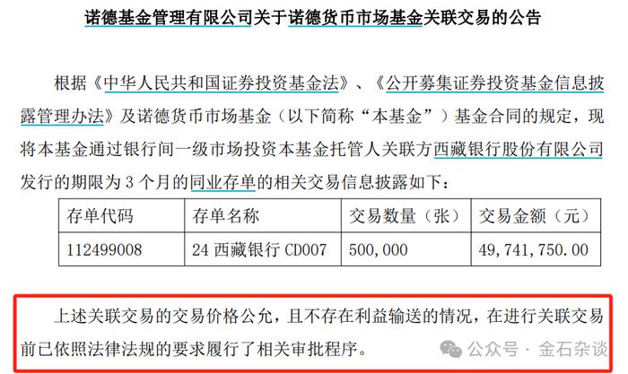 发生了什么？诺德基金和西藏银行关联交易...