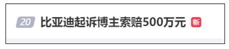 比亚迪起诉！要求公开道歉并索赔500万