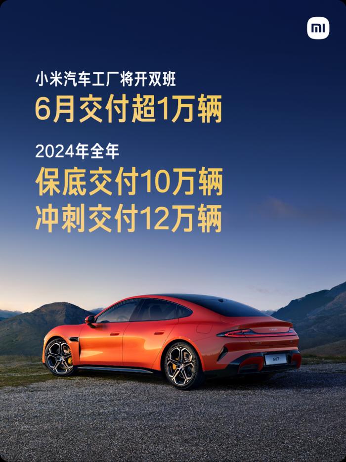北京小米汽车工厂将开双班，确保单月交付量破万