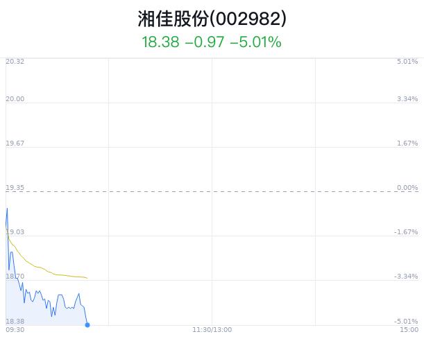 湘佳股份大跌5.01% 主力净流出574万元