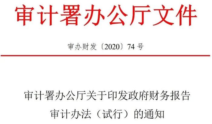 审计署办公厅关于印发政府财务报告审计办法（试行）的通知