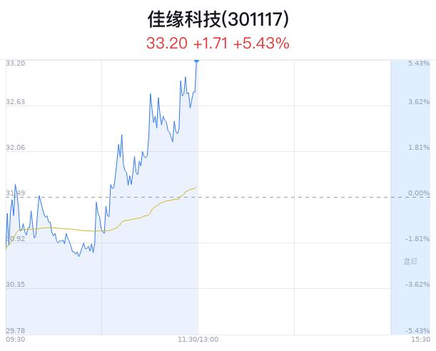 佳缘科技涨5.43% 国产芯片获政策支持