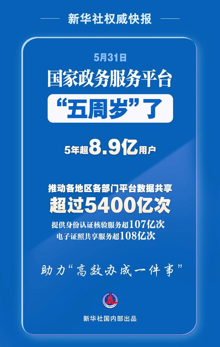 新华社权威快报｜5年超8.9亿用户！国家政务服务平台惠及你我