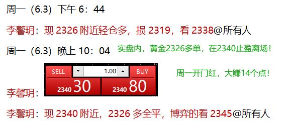 李馨玥：6.3黄金2325公开多单大赚止盈，开门红用实力回应质疑！