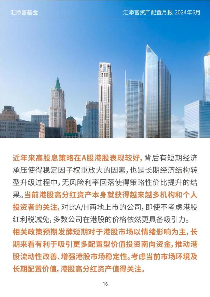 汇添富基金资产配置月报 | 2024年6月：关注泛红利类资产、超跌核心资产