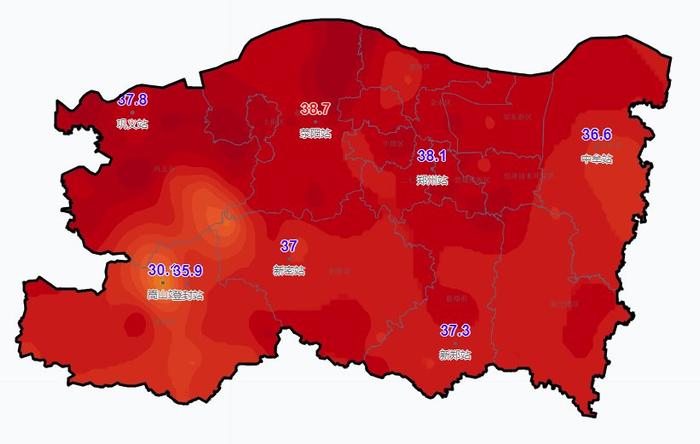 郑州今日多个区域自动站最高气温超40℃，明日高温将再持续