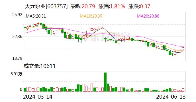 大元泵业：可转债转股价格调整为21.29元/股