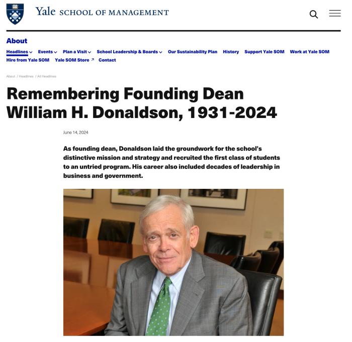前美国SEC主席威廉·唐纳森去世，享年93岁