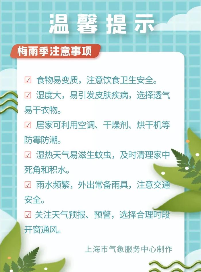 上海入梅时间定了，今年梅雨量偏多！注意：大到暴雨即将来袭，并伴有雷电和短时强降水