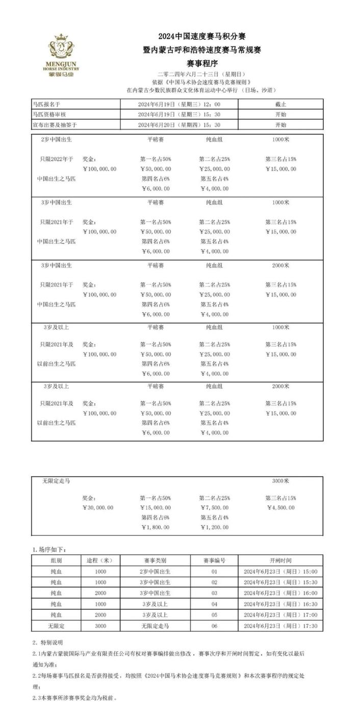 6月23日中国速度赛马积分赛线上抢票通道已开启