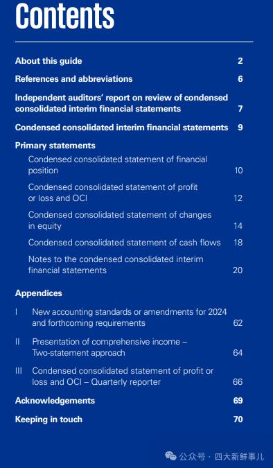 普华永道、毕马威、安永发布IFRS 2024年中期财务报表示例！