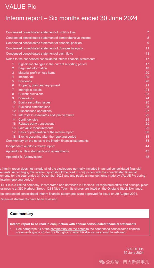 普华永道、毕马威、安永发布IFRS 2024年中期财务报表示例！