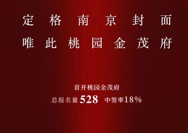 南京桃园金茂府首开96套房，中签率18%