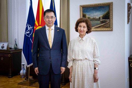 驻北马其顿大使张佐拜会北马总统西莉娅诺夫斯卡