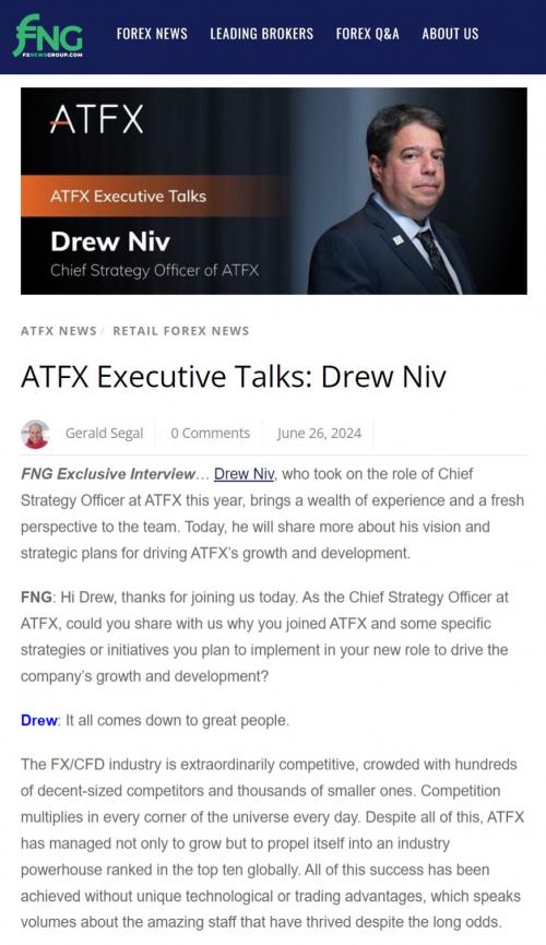 专访ATFX首席战略官Drew Niv：以科技创新引领企业高速发展