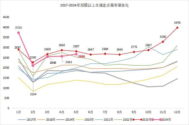 市场‖5月末能繁母猪存栏3996万头！2024年5月生猪产品数据发布