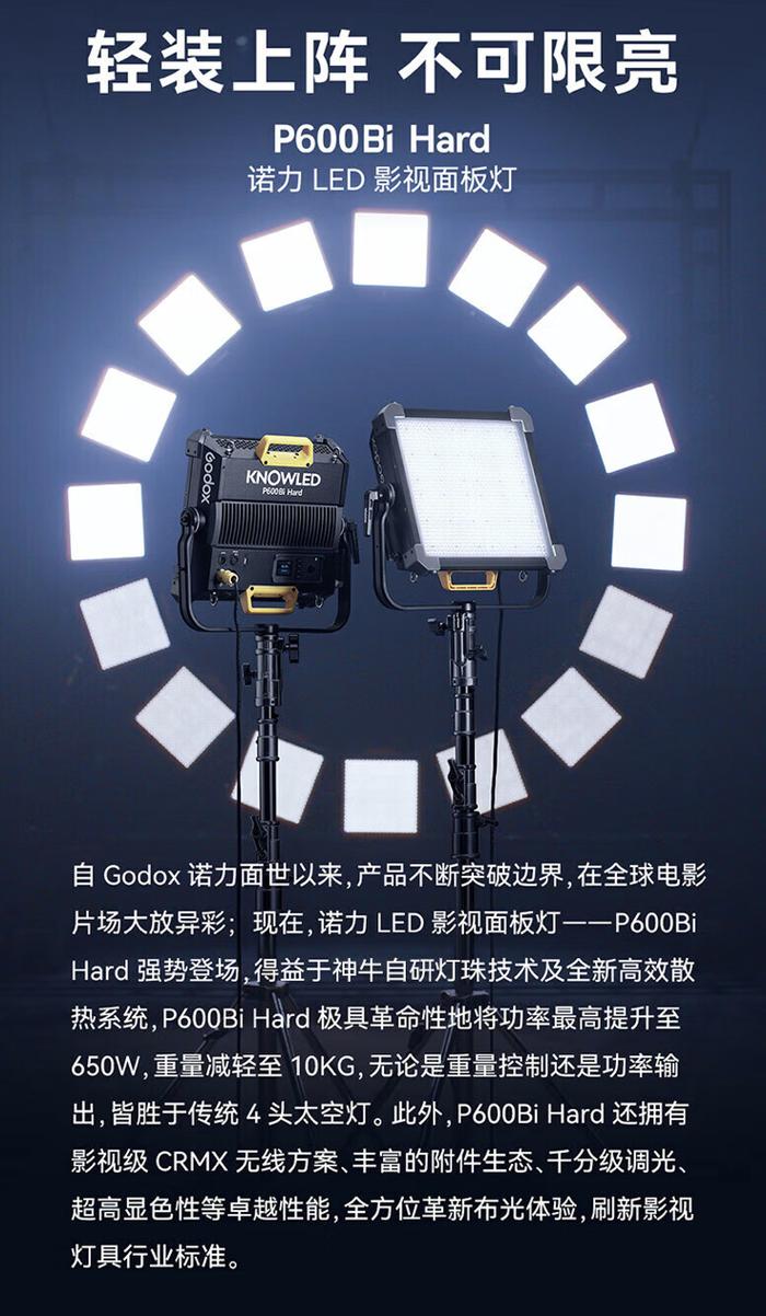 神牛推出 P600Bi Hard LED 摄影补光灯：650W 功率，售 5930 元