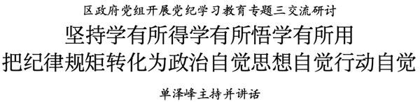 区政府党组开展党纪学习教育专题三交流研讨