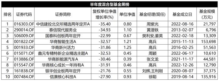 上半年混基红黑榜：宏利王鹏“又行了” 成长板块跌幅较大