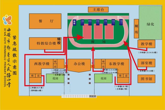 西安市鄠邑区人民路小学开展防拥挤踩踏疏散演练活动