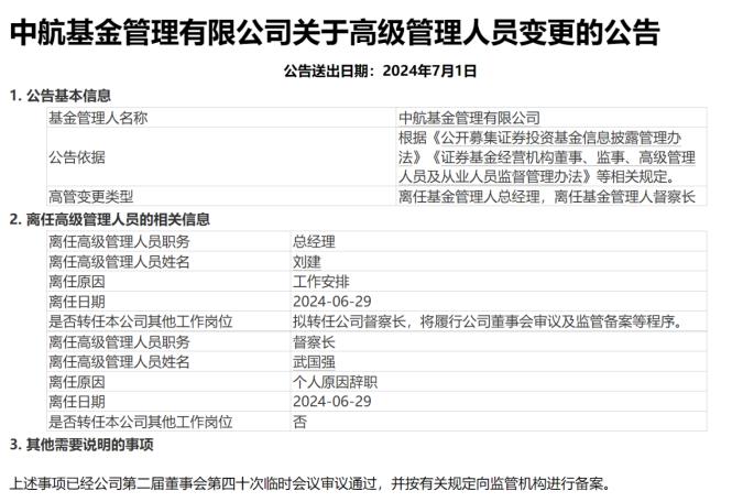 什么情况？公募总经理转任督察长，回应来了