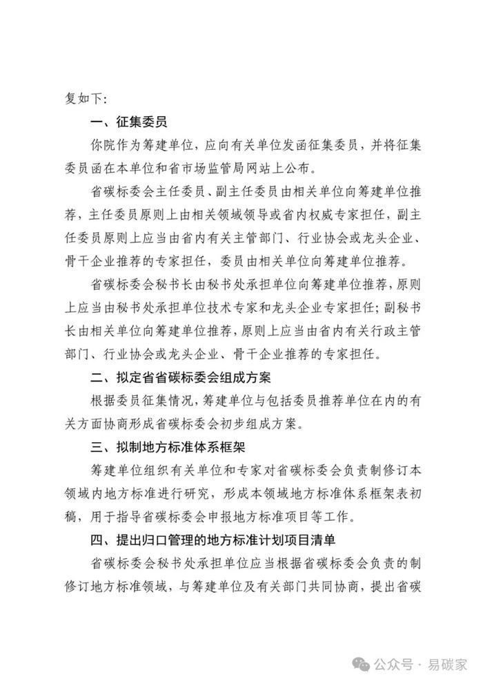 福建省市场监管局关于筹建福建省碳核算与碳监测标准化技术委员会的批复