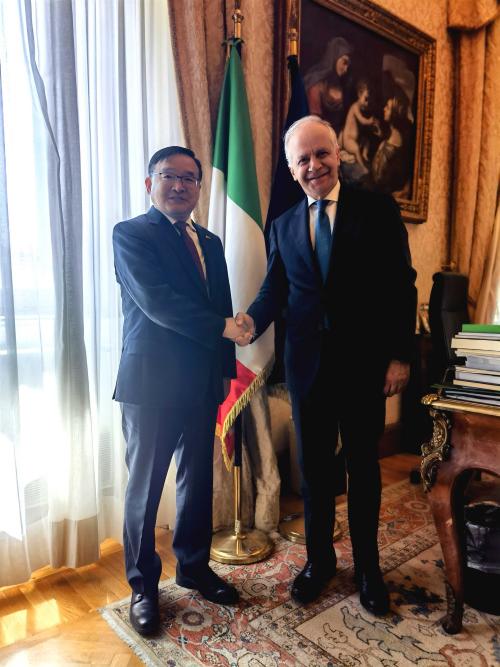 驻意大利大使贾桂德拜会意内政部长皮安特多西
