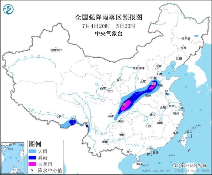 暴雨黄色预警：四川陕西等5省份部分地区有大暴雨