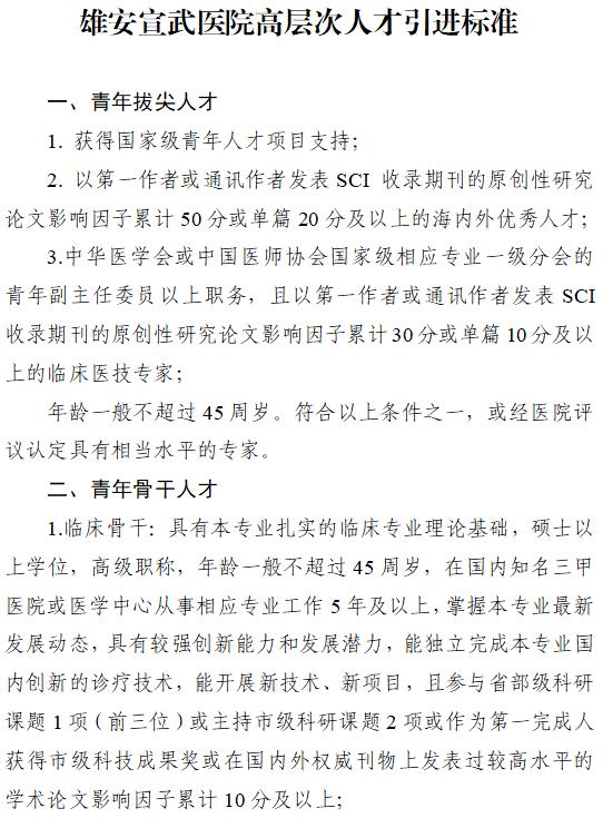 104+3人！雄安宣武医院人才引进公告→