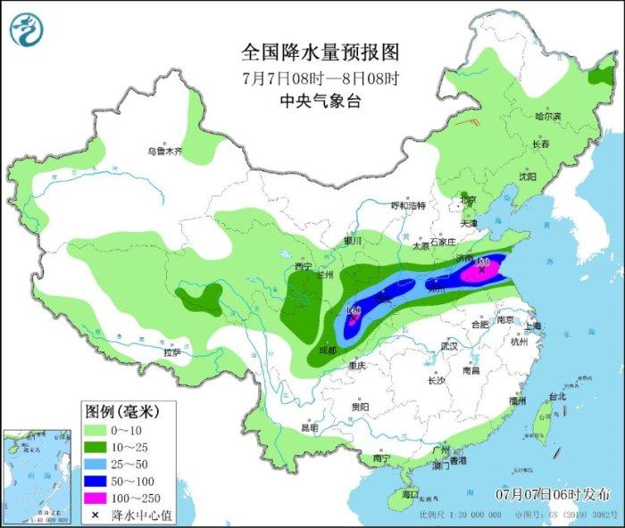 四川东部及黄淮等地有强降雨，江南华南等地高温天气持续