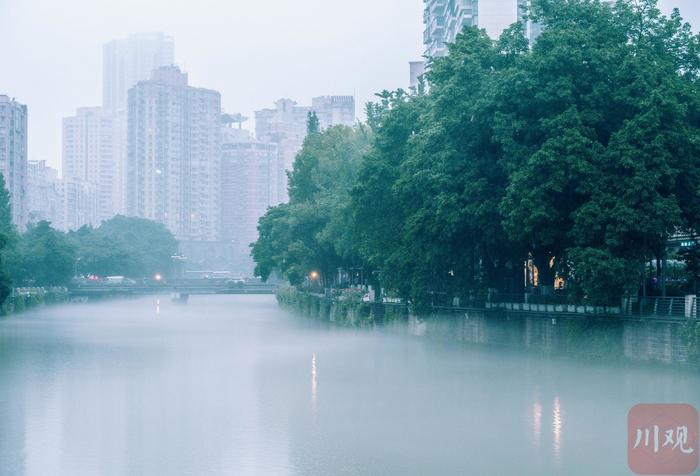 C视频｜薄雾绕锦江 阁楼朦胧烟雨中