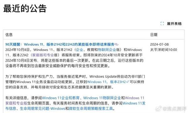 再见！微软放弃Windows 11最稳定两大版本：90天内快升级