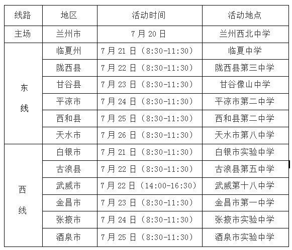 甘肃省高职（专科）院校现场招生咨询会暨志愿填报指导会将于7月20日开幕