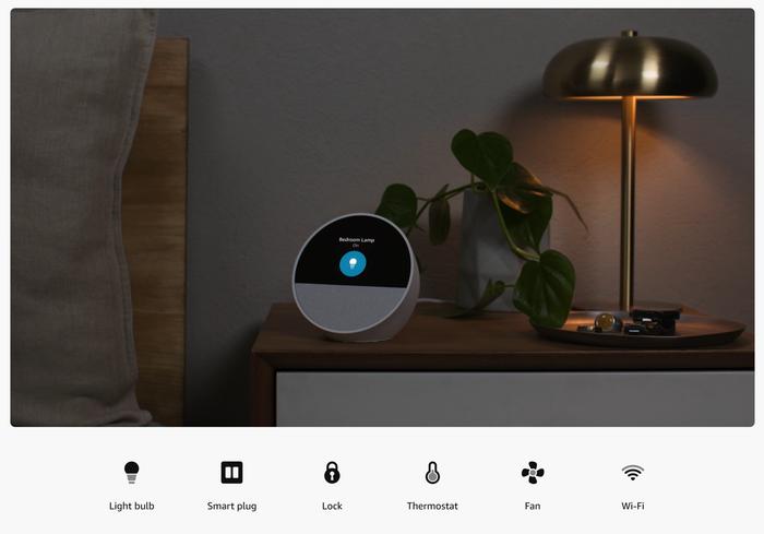 亚马逊 Echo Spot 智能音箱更新 2024 款：2.83 英寸屏幕，限时优惠价 44.99 美元