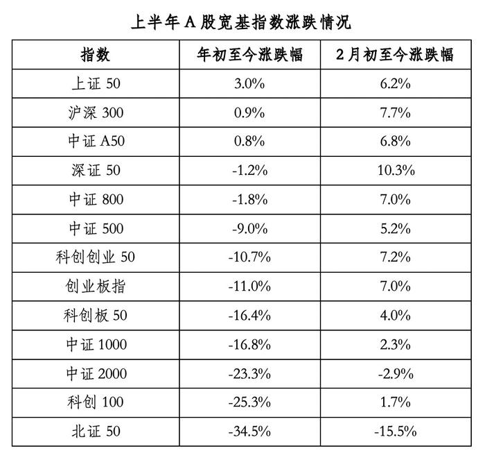 A股市场上半年表现“冷热不均”，红利与宽基指数成最大赢家