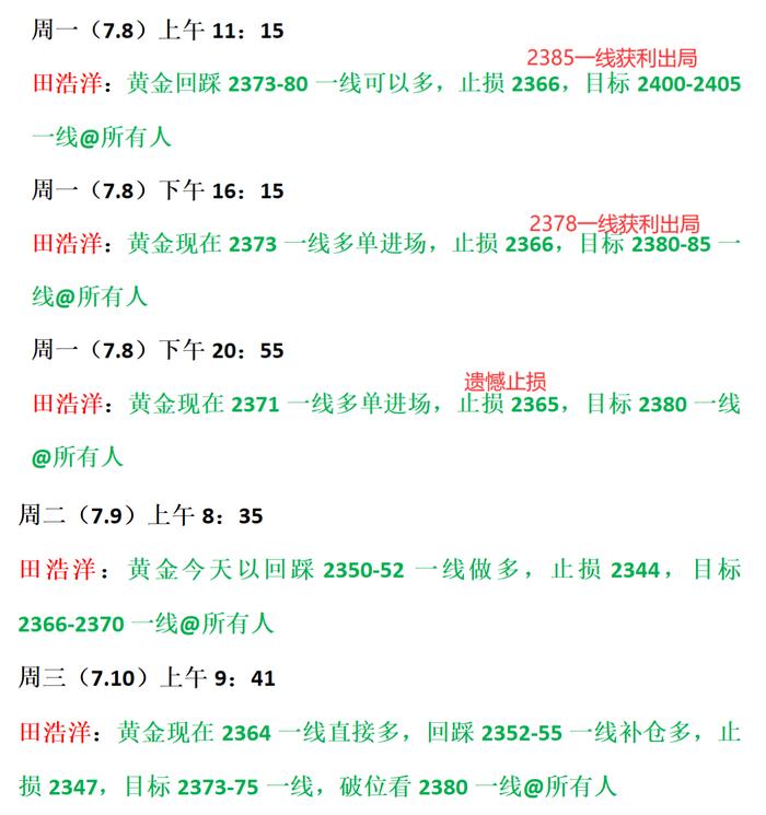 田浩洋：7.11黄金晚间操作策略及行情趋势解析